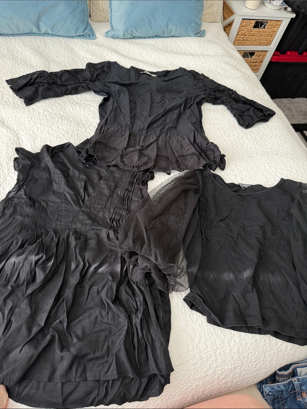 3 Black Women's Eyelet Peplum Top - honey pot, WHO WHAT WEAR, and loft brand